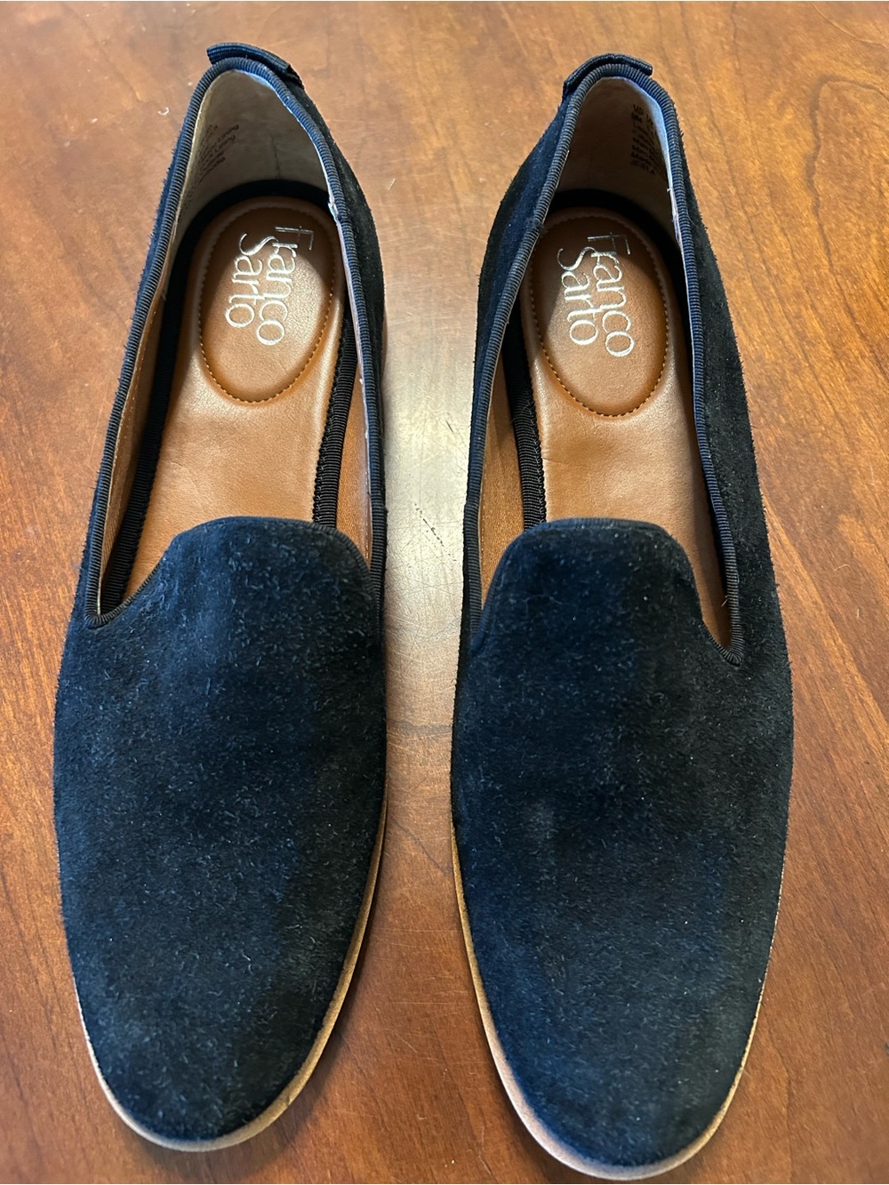 Franco Sarto Women's Black Suede Slip-On Loafers